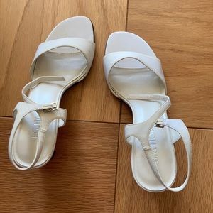 J. G. HOOK  White FABRIC Ankle Strap Heels